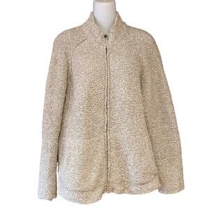 Natural Reflections Women's Large Oatmeal Full Zip Cardigan